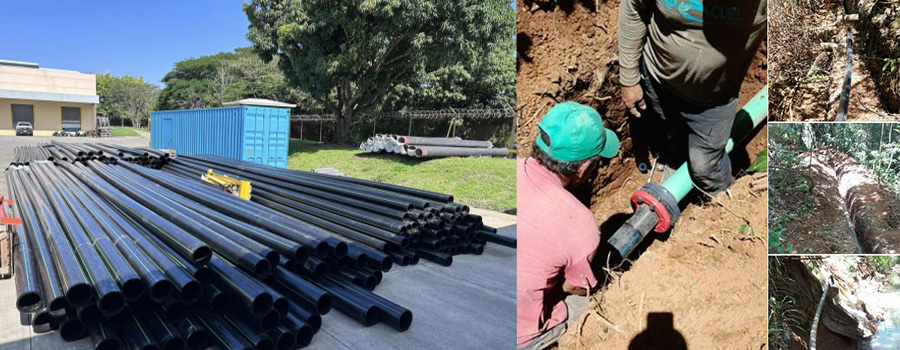 Black HDPE Pipe with Green Stripes Supply to Costa Rica