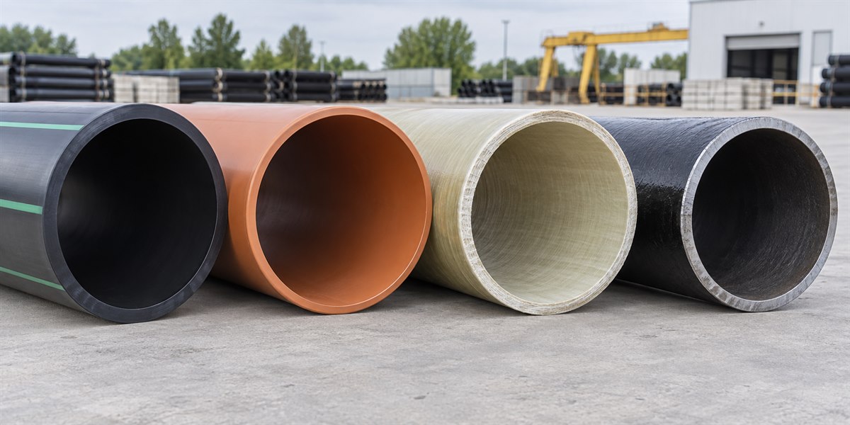 HDPE, PVC, GRP and ductile iron sewer pipe material comparison